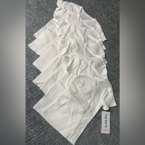 3/$30 Carter’s Baby 5-Pack Side-Snap White Short Sleeve Tees 6 months NWT - Picture 2 of 8